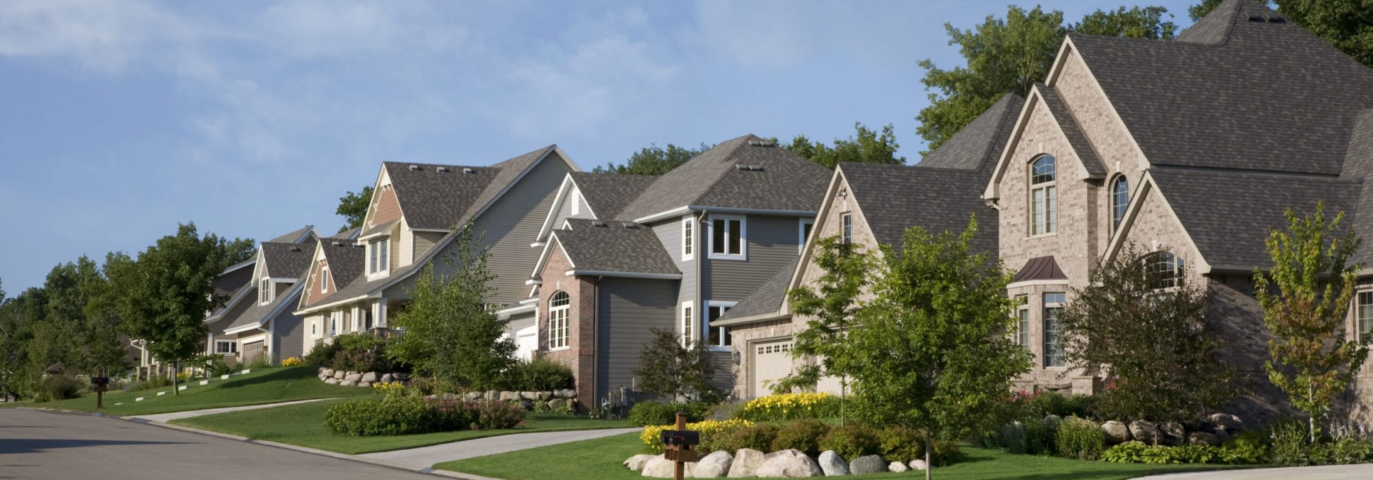 Upscale houses on a suburban street in the USA